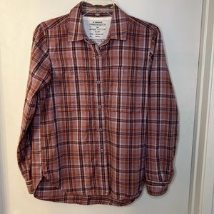 REI Co-Op Long Sleeve Shirt Size Sm Flannel Purple/Lavender Plaid Organic Cotton